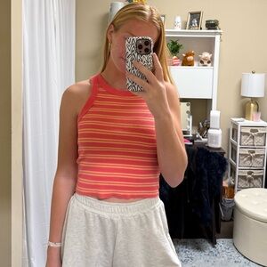 Ribbed Pink and Orange Aerie tank top